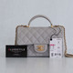 VAN CLEEF 
ARPELS Chanel Mini Rectangular Top Handle 21A Gray/Grey Quilted Lambskin with brushed gold hardware 
