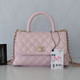 VAN CLEEF & ARPELS Chanel Mini/Small Coco Handle 22P Light Pink Quilted Caviar with light gold hardware 