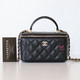 VAN CLEEF & ARPELS Chanel Mini Vanity with handle 21K Black Quilted Lambskin with gold hardware 