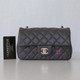 VAN CLEEF & ARPELS Chanel Classic Mini Rectangular 20S Dark Gray/Grey Quilted Lambskin with  light gold hardware 