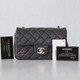 VAN CLEEF & ARPELS Chanel Classic Mini Rectangular 20S Dark Gray/Grey Quilted Lambskin with  light gold hardware 