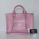 VAN CLEEF & ARPELS Chanel Small Deauville Shopping Tote with Handle 22S Pink Mixed Fibers with silver hardware 