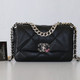  Chanel Small/Medium 19 Flap 22C Black Lambskin with multi-tone hardware 