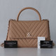 CHANEL Chanel Coco Handle/Top Handle 20P Beige Chevron Caviar with light gold hardware 