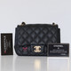 Chanel Classic Mini Square  Flap  18B Black Quilted Caviar with light gold hardware