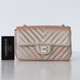 CHANEL Chanel Classic Mini Rectangular Flap 17B Rose Gold Chevron Caviar Silver Hardware 