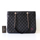 CHANEL Chanel Timeless Shopping Tote Black Quilted Caviar Light Gold Hardware 