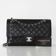 CHANEL Chanel Vintage Classic Medium Flap Black Quilted Caviar Silver Hardware 