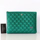CHANEL Chanel Medium O Case 18S Iridescent Emerald Green Quilted Caviar Light Gold Hardware 