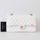 CHANEL Chanel Classic Medium Flap 22S White Quilted Caviar Light Gold Hardware 