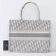 DIOR Dior Medium Book Tote Ecru Gray Oblique Embroidery 