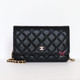 CHANEL Chanel Classic Wallet on Chain Black Quilted Caviar Gold  Hardware 