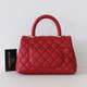 CHANEL Chanel Mini/Small Coco Handle 19A Red Quilted Caviar Brushed Gold Hardware 