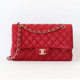 CHANEL Chanel Classic Medium Flap 19B Red Quilted Caviar Light Gold Hardware 