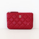 CHANEL Mini O Case 18B Raspberry Red Quilted Caviar Silver Hardware 