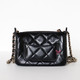 CHANEL Clutch with chain 25C Shiny Crumpled Black Lambskin Light Gold Hardware 