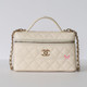 CHANEL Trendy Top Handle Vanity Case 25C Beige Caviar Light Gold Handle