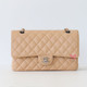 CHANEL Classic Medium Flap Beige Clair Quilted Caviar Silver Hardware 