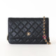 CHANEL Classic Wallet on  Chain Black Quilted Caviar Gold Hardware 