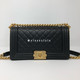 Le boy Old Medium Black Caviar with brushed gold hardware