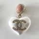 CHANEL Heart Drop CC Large Earrings  21B Crystal Pearl Pink Light Gold 