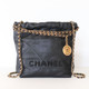 CHANEL Mini 22 Hobo Bag 23K Black Shiny Caviar Brushed Gold Hardware 