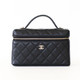 Vanity Top  Handle Bag with Chain 25K Black Quilted Caviar Light Gold Hardware
