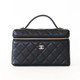 CHANEL Partial payment: Vanity Top  Handle Bag with Chain 25K Black Quilted Caviar Light Gold Hardware 
