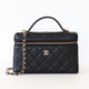 CHANEL Partial payment: Vanity Top  Handle Bag with Chain 25K Black Quilted Caviar Light Gold Hardware 