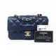 Chanel 17B Mini Rectangular Navy Caviar with light gold hardware