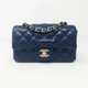 Chanel 17B Mini Rectangular Navy Caviar with light gold hardware