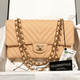 Chanel 19S Classic Medium Beige Caviar with light gold hardware