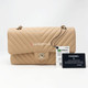 Chanel 19S Medium Matte Beige Chevron Caviar with light gold hardware