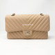 Chanel 19S Medium Matte Beige Chevron Caviar with light gold hardware