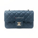 Classic Mini Rectangular 18S Dark Blue Caviar with light gold hardware