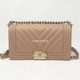 Chanel 18S Le Boy Old Medium Beige Nude Chevron Caviar with shiny light gold hardware