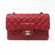 Classic 19B Red Small Quilted Caviar Double Flap with light gold hardware-1653428372