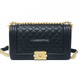 VAN CLEEF 
ARPELS Chanel Le Boy Old Medium Black Quilted Calfskin with brushed gold hardware 
