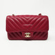 VAN CLEEF 
ARPELS Chanel 18B Mini Rectangular Raspberry Red Chevron Caviar with light gold hardware 