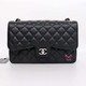 Chanel Classic Jumbo Double Flap Black Quilted Caviar with silver hardware-1653430361