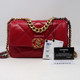 Chanel 19 Bag Small 20P Red Quilted Goatskin with silver, ruthenium and aged gold hardware-1653431075