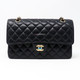 Classic Medium Double Flap Black Quilted Caviar with gold hardware