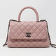 Chanel 17C Mini Coco Handle Sakura Pink Quilted Caviar with ruthenium hardware