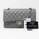 Chanel Classic Medium 17B Gray Quilted Caviar with silver hardware