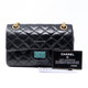 Chanel Reissue Double Flap 224 Black Quilted Aged Calfskin with brushed gold hardware