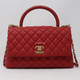 VAN CLEEF 
ARPELS Chanel Coco Handle Small 19A Red Quilted Caviar with brushed gold hardware 