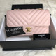 VAN CLEEF 
ARPELS Classic Mini Rectangular 17C Pink Chevron Calfskin with brushed gold hardware 