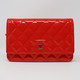 Chanel Classic Wallet on Chain Red Quilted with silver hardware