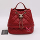 VAN CLEEF 
ARPELS Chanel Drawstring Bucket 19B Red Quilted Caviar with shiny light gold hardware 