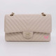 VAN CLEEF 
ARPELS Chanel Classic Medium Double Flap 20B Beige Chevron Caviar with light gold hardware-1653436997 